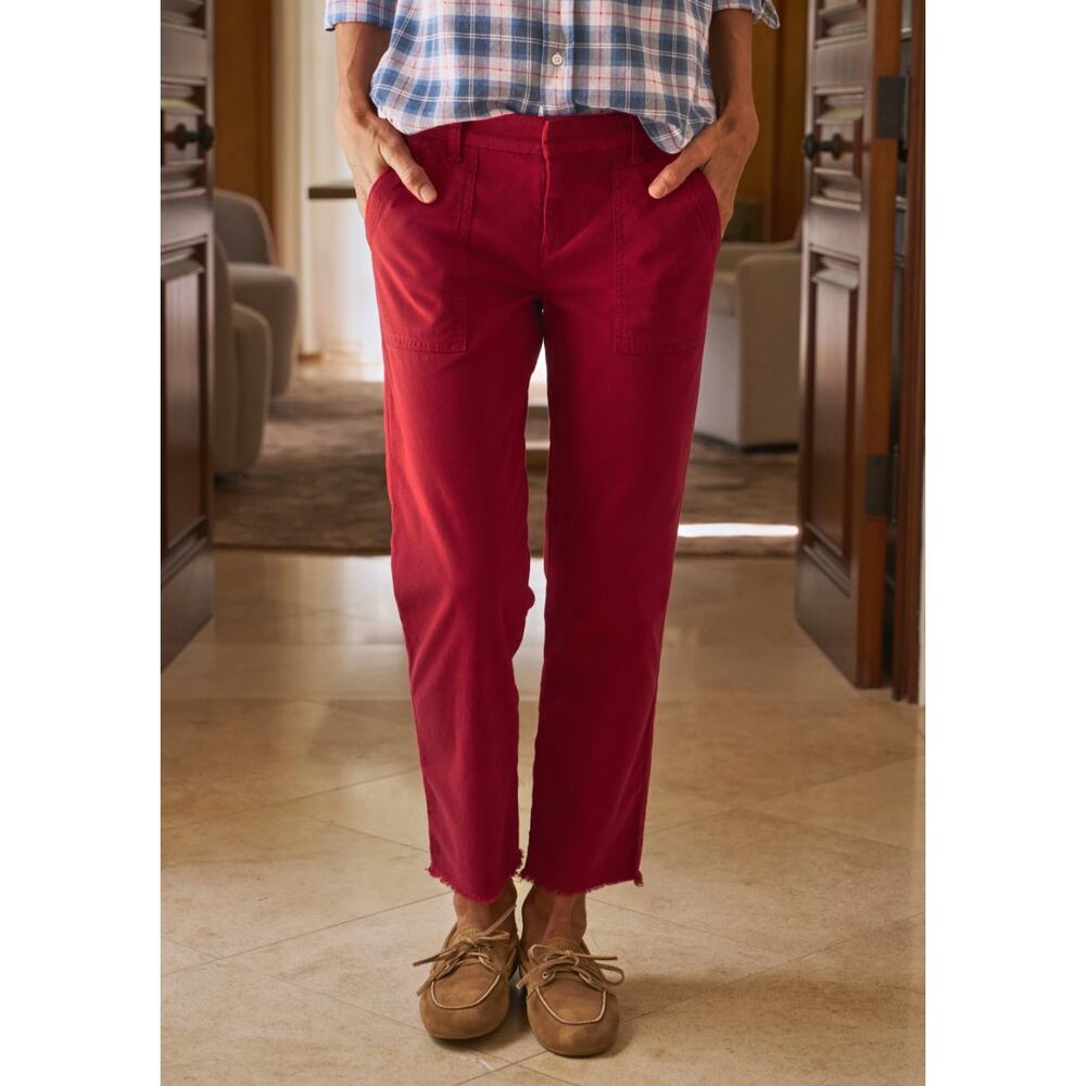 Frank & Eileen Blackrock Utility Pant Italian Peached Twill Holly Red Size 14